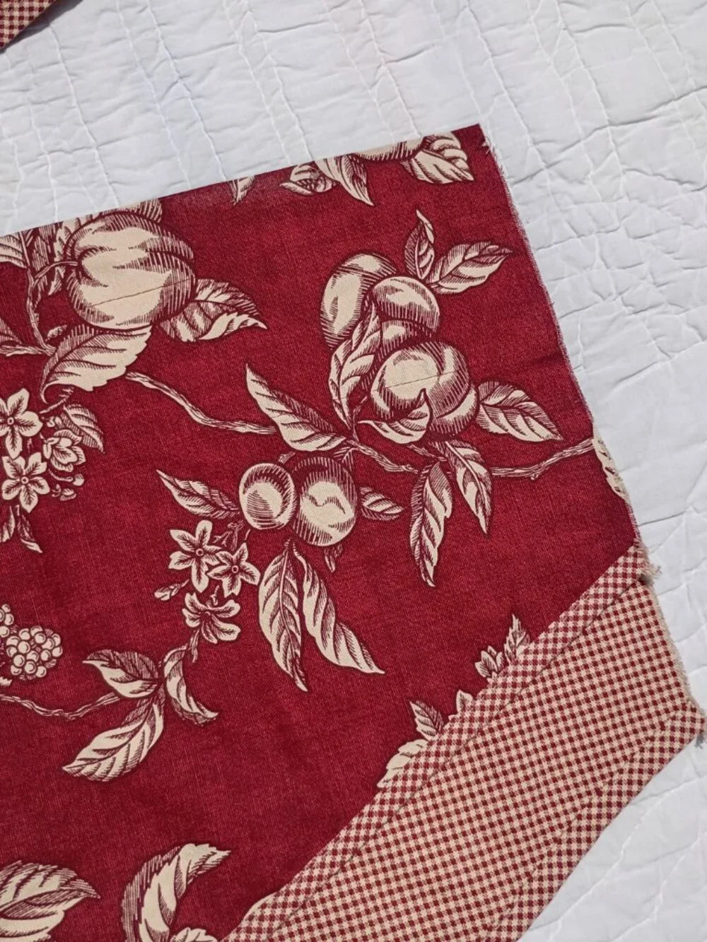 Set of 3 Waverly Garden Room Curtain Valances Ascot Red Gingham Fruit and Floral